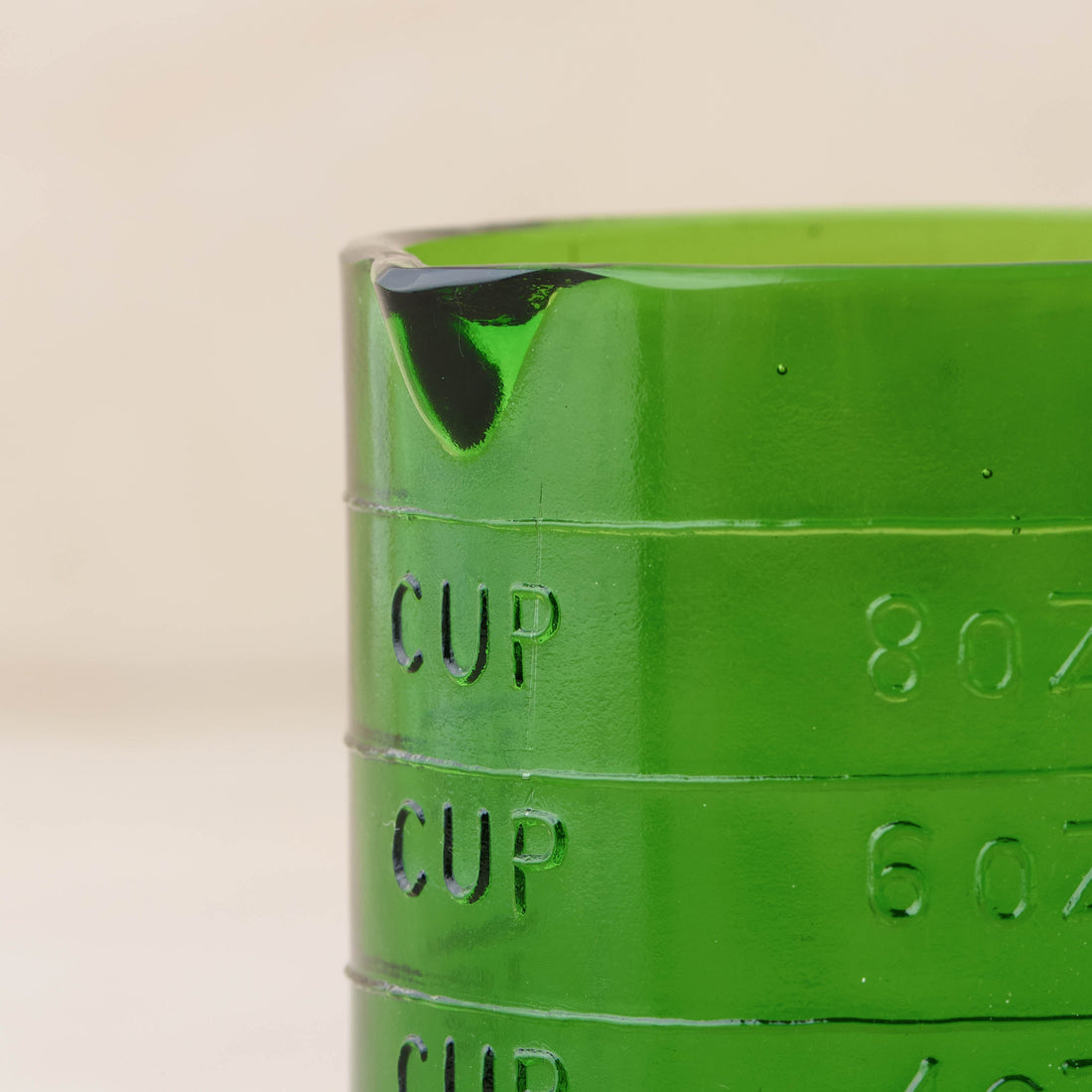 Green Glass One Cup Measuring Cup