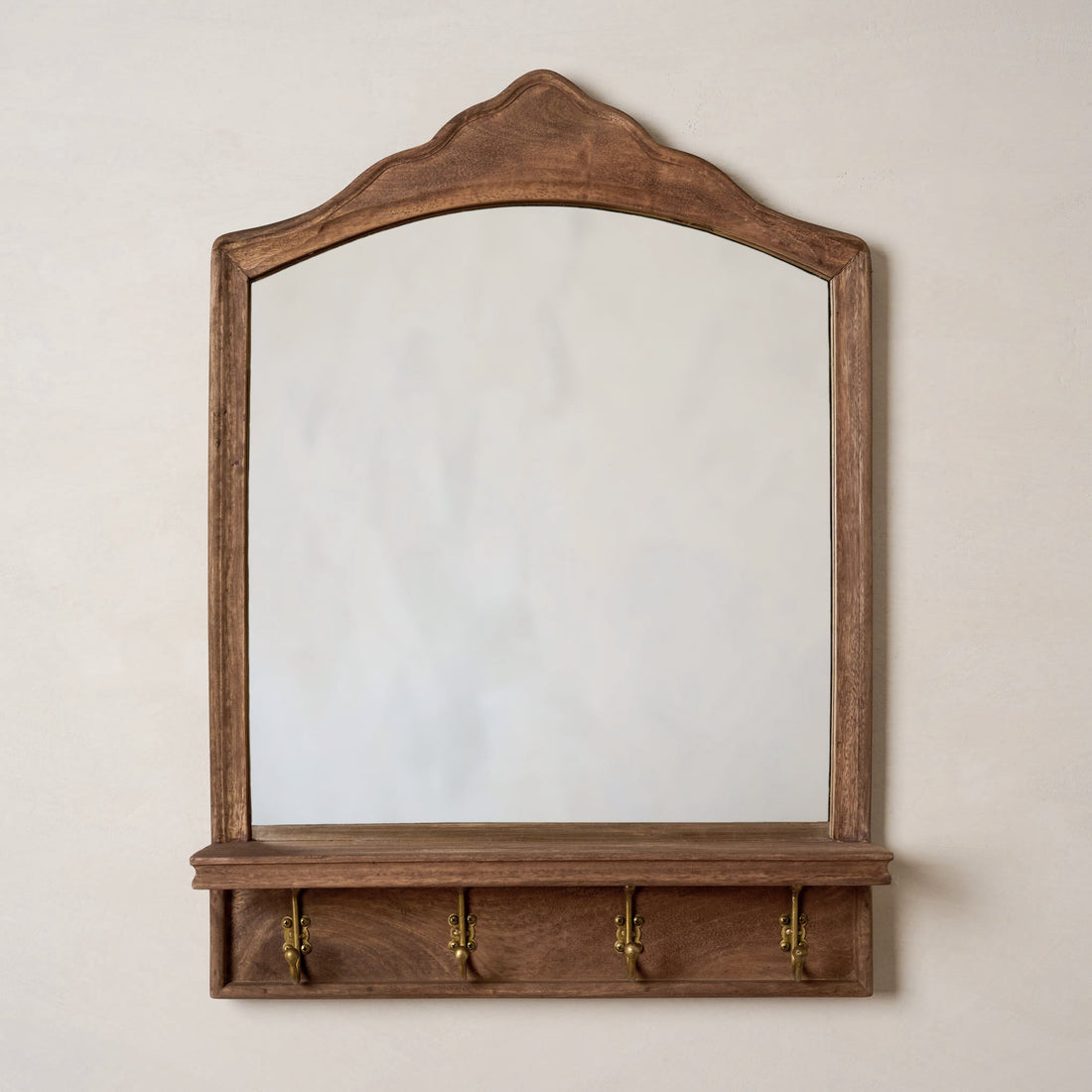 James Mirror with Hooks and Shelf